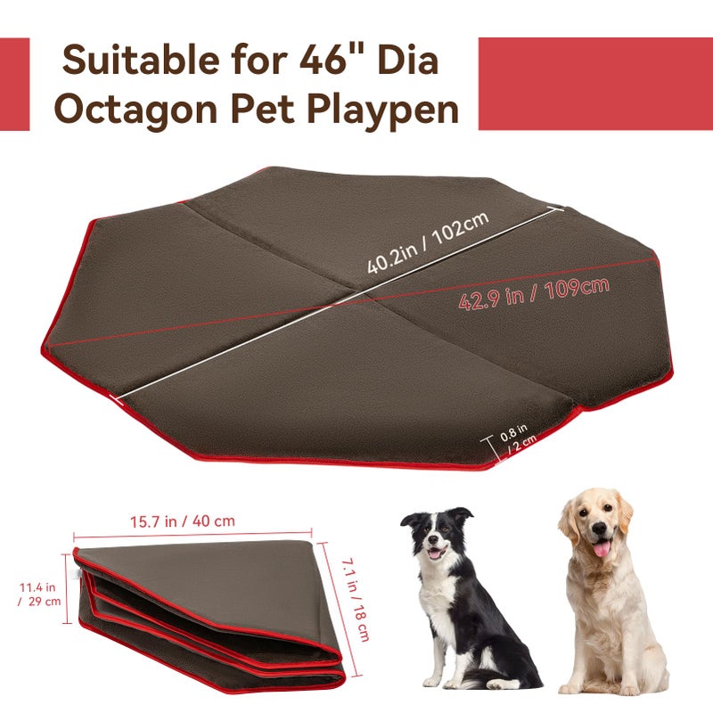 PETSFIT Dog Playpen Mat Waterproof Washable Double-Sided Foldable 42.9" Dia Thick Octagon Absorbent Leak-Proof Reusable Training Pad Floor Couch Protector Large - Image 2